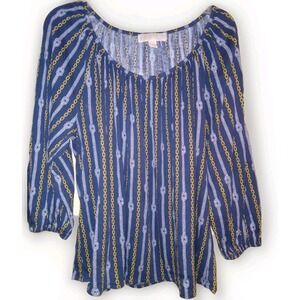 Michael‎ Kors Womens Blouse Size XL  3/4 Sleeve Top 111818 Nautical Preppy